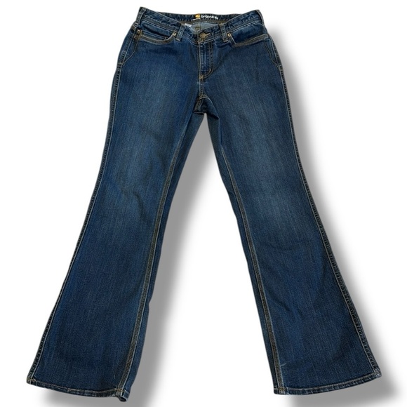 Carhartt Jeans Bootcut women’s size 6 blue denim w logo patch like new NWOT - Picture 1 of 11